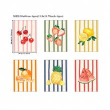 6 件水果抽象艺术印刷品套装画廊简约墙面艺术草莓西瓜柠檬柑橘芒果菠萝热带樱桃，无框架 - 彩色 - 查看 9