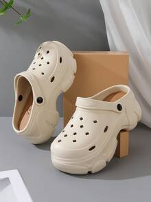 女士时尚加厚鞋底简约设计户外花园鞋，休闲度假沙滩凉鞋