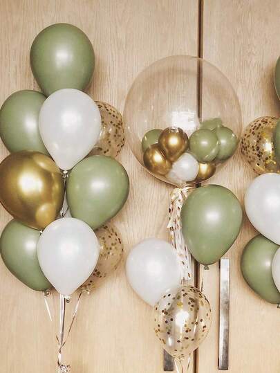 20pcs Matte Sage Green Balloons Faux Pearl White Gold Color Balloons Wedding Gender Neutral Baby Shower Olive Green Birthday Party Balloon Supplies,Christmas