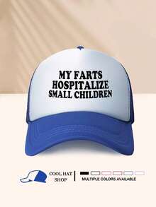 酷炫复古风格棒球帽，弧形帽檐，Farts 字母印花破洞卡车司机帽，男女通用棒球帽，适合休闲户外运动，遮阳 - 海綿帽 - 查看 13