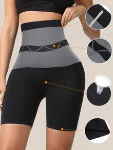 1pc High Waist Slimming Shorts, Shapewear Tummy Control Butt Lifting Seamless Panties For Women - Black - View 2