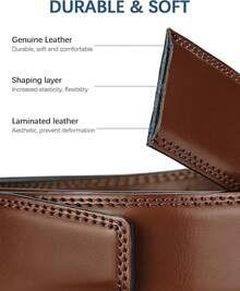 BOSTANTEN Belt Men Leather Reversible Belts Men 1 3/8 Casual Dress Pants, Two-In-One Belt - 001-復古棕色 - 查看 5
