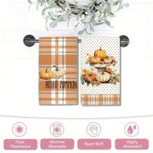 2 件/套南瓜水彩条纹图案洗碗巾，农舍风格厨房洗碗布，家居装饰和浴室/厨房用品浴室厨房装饰洗碗布厨房毛巾