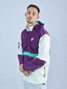 ANORAK URBAN CHAMELEON WINDCUT JACKET HOOD Autumn Spring Oversized Knot Zipper Men's - 紫色與灰白色 - 查看 1
