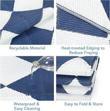 Outdoor Plastic Straw Rug 8x10 Reversible Patio Rug Outdoor Rug Waterproof Camping Rug Portable Outdoor Floor Mat For RV Porch Balcony Patio Camping Picnic Beach Dark Blue Diamond,6622466 - Blue - View 5