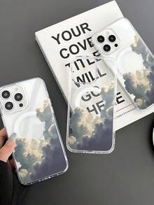 Transparent White Clouds Pattern, Upgraded Acrylic TPU 2-In-1 Material, Strong Magnetic Suction Phone Case, Stylish And Durable, Suitable For Apple 16ProMax 16Pro 16PLUS 16E 16 15 14 13 12 11 Series - Trong sáng - Xem 3