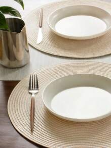 6pcs/Set 15-Inch Round Woven Placemat, Washable Anti-Slip Dining Table Mats