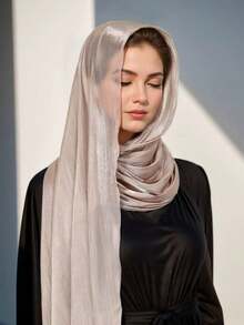 1Pc Scarf For Women Chiffon Hijab Set Muslim Head Scarves Headwrap - Coffee Brown - View 3