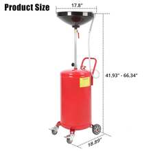 Portable Oil Drain Container, 20 Gallon Used Oil Drain Tank, Air Operated Drain Container For Oil Change, Portable Fluid Drain Disposal With Adjustable Height, Heavy-Duty Construction With Wheels - Red - View 5