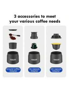 CAFELFFE Classic Portable Espresso Maker, 3 In1 Travel Coffee Maker,Compatible Capsules And Ground Coffee,Manual Espresso Machine,Hand Press Coffee Maker For Kitchen Travel,Camping,Hiking