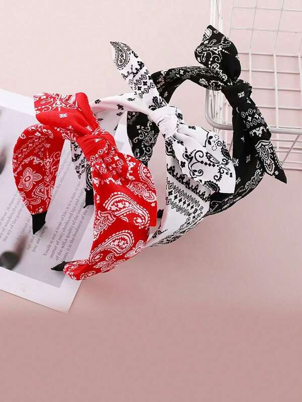 1pc Women's Bow Decorated Multi-Color Hair Hoop, Elegant Retro Hair Accessory Suitable For Everyday, Gatherings, And Casual Occasions, Made Of Polyester Fiber, Hair Band, Diadema