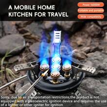 1 pièce, Multicolore, Réchaud à gaz de camping pour l'extérieur, Brûleur à gaz butane pliable et portable, Puissance élevée de 16 000 W, Réchaud à gaz pour pique-nique, Équipement de cuisine pour la randonnée et le tourisme, Fourneau de survie, Pêche, Fournitures de cuisine de camping, Avec accessoires