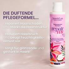 Jean & Len Shampoo Repair Coconut Oil & Macadamia, For Damaged & Weak Hair, Prevents Moisture Loss, Repairs Hair Damage, Coconut Scent, Without Parabens & Silicones, Vegan 300 Ml - White - View 4