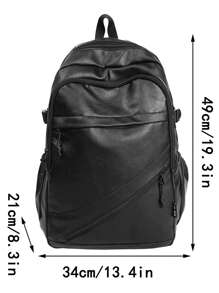 New Versatile PU Backpack With Large Capacity, Waterproof, Suitable For High School, College Students, Outdoor Cycling, Commute, Fashion & Minimalist Design