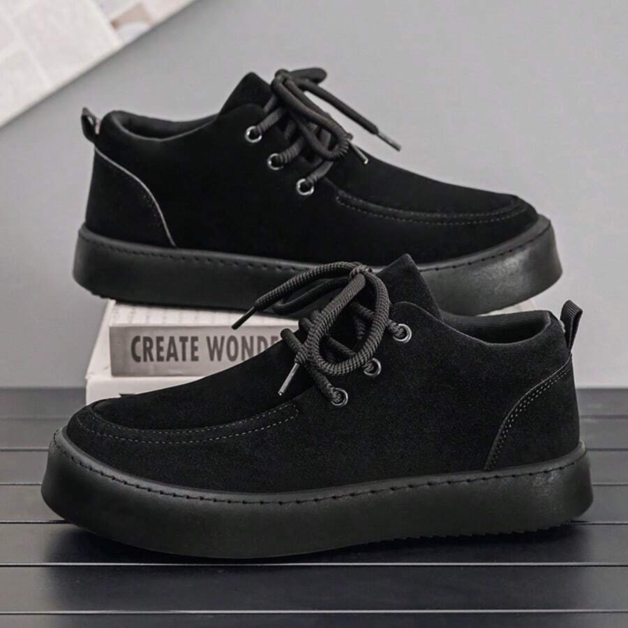 Teniși retro casual pentru bărbați, versiune coreeană, antiderapanți, talpă groasă, versatili, pantofi din piele întoarsă, ghete sport, stil nou 2025, pentru toate anotimpurile