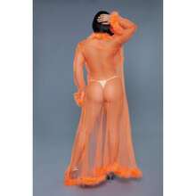 Marabou Robe - Turquoise - View 4