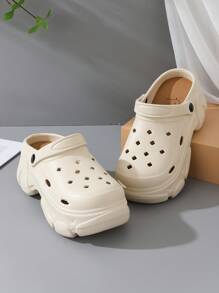 女士时尚加厚鞋底简约设计户外花园鞋，休闲度假沙滩凉鞋