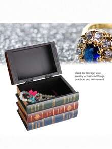 1pc Decorative Box, Vintage Wooden Heavy-Duty Bookshelf For Shelves, Home Office School Library Decor, Book Ends Wedges - Multicolor - View 5