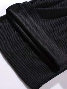 Men's Casual Versatile Letter Graphic Drawstring Waist Long Pants - Black - View 8