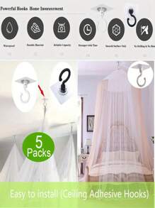8pcs Rotatable Ceiling Adhesive Hooks - Easy Install, No Drill, Sticky Hanger For Hanging Plants, Lanterns, Wind Chimes, Contemporary Ceiling Decoration With Utility Hook