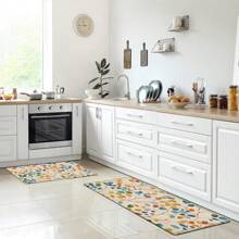 1pc Fresh And Rustic Kitchen Floor Mat, Made Of Polyester Fiber Material, Has Anti-Slip And Anti-Fouling Effects, And Is Suitable For Practical And Decorative Use In Kitchen, Living Room And Bedroom.