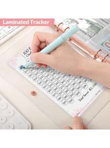 100 Envelopes Challenge Binder With Laminated $5050 Tracker Sheet & Pre-Numbered Pockets (Pink) Best Gifts Birthday Graduation