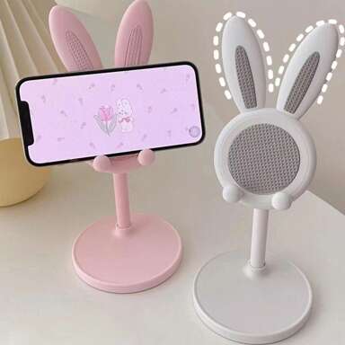 1pc Cute Phone Stand, Adjustable Rabbit Phone Stand, Desktop Cute Rabbit Phone Stand, Compatible With All Phones Desktop Stand, Cute Phone Stand, Phone Accessories, Workspace Accessories, Rabbit Design, Fun Decoration, Cute Rabbit Phone Stand, Desktop Angle And Height Adjustable Phone Support