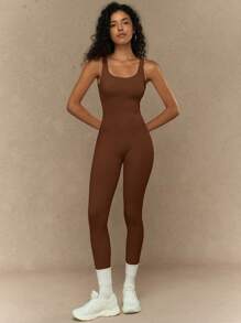 Yefecy 女士简约纯色无袖连体裤，适合日常锻炼，全身，适合日常锻炼