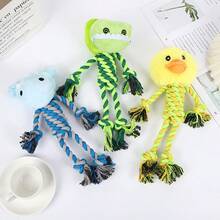 1 pieza Muñeco de peluche con cuerda para mascotas, muñeco de perro con forma de animal de dibujos animados resistente a mordeduras, artículo de alivio del aburrimiento para autoactividad, solo para uso de mascotas