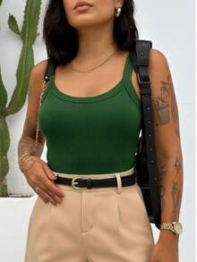 Casual Summer Strappy Tank Top - 軍綠色 - 查看 2