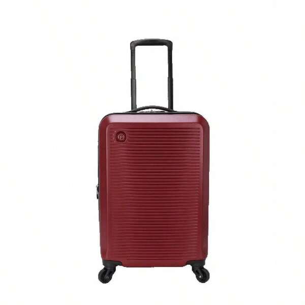 A 20-Inch Suitcase, Red, Hard Shell, 360-Degree Spinner Wheels, Locking Interlocking, ABS Material, Strong And Durable
