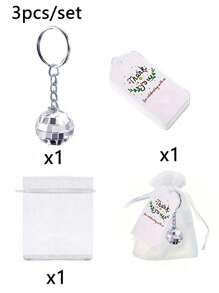 60 Stück/45 Stück/30 Stück/15 Stück Disco Ball Schlüsselanhänger Set, enthält 20 Stück/15 Stück/10 Stück/5 Stück Disco Ball Schlüsselanhänger, 20 Stück/15 Stück/10 Stück/5 Stück Dankeskarten, 20 Stück/15 Stück/10 Stück/5 Stück Organza Beutel, Disco Ball Anhänger, für Schlüssel, Rucksack Dekoration, Disco Party Geschenke, Feiertags Zubehör