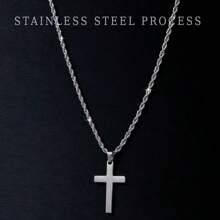 1 Piece Of Simple And Fashionable Hip-Hop Street Style Cross Pendant Stainless Steel Necklace Suitable For Men To Wear On The Street Every Day