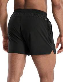 2 Pack Gym Shorts For Men Quick Dry Athletic Shorts With Brief Liner/Pockets For Running Workout Active, 3 Inch Inseam - 黑/黑 - 查看 7