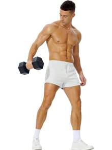 Mens Booty Shorts 3 Inch Inseam Athletic Workout Short Shorts For Men - White - View 8