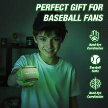 Kids Baseball Glove With Light Up Baseball/LED Rechargeable, 9 Lighting Modes Official Size Leather Weighted Glow Baseballs For Day Night, Sport Toys Games Gifts For Youth Boys - 手套+棒球 - 查看 7
