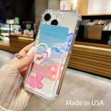 Funda para móvil con ranura para tarjetas. Compatible con phone 16, 15, 14, 13, 12 y 11. Permite guardar tarjetas y fotos. Diseño elegante y sencillo, transparente, esquinas reforzadas, anticaídas, con orificios para tarjetas. - Colores mixtos 1 - Ver 4