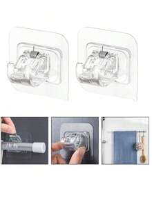 8 Stücke/4 Stücke/20 Stücke/16 Stücke/10 Stücke/2 Stücke Gardinenstangen-Halterungen ohne Bohren, selbstklebende Gardinenstangen-Clips, Gardinenstangen-Haken ohne Nagel verstellbar, Duschvorhang-Ringe, wandmontierte Haken, Schwerlast Klebehaken für Küche/Bad, Einweg, geeignet für Zuhause, Wohnzimmer, Schlafzimmer, Küche, Bad, Hotel - Verschiedenfarbig - Übersicht 4