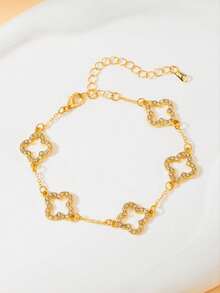 1 szt. Delikatna bransoletka Lucky Clover Hollow Out, modny dodatek do biżuterii na imprezę, prezent dla dziewczyny, mamy, na dzień matki