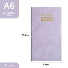 1 neuer Planer 2026 - 17,5 cm / 9,5 cm - mit Lesezeichen, Index - 60 Blatt - 120 Seiten Erwachsenen-Planer auf Englisch, tragbares Tagebuch aus Kunstleder - acht Farben zur Auswahl, Schulmaterial, Rückkehr zur Schule