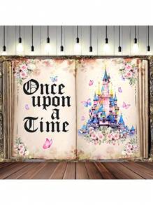 1pc Fairy Tale Book Photography Background Color Castle Storybook Background Princess Birthday Party Background Flowers Butterfly Wedding Decoration Background Studio Props