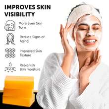 3 Pcs Kojic Acid Dark Spot Remover Soap Bars With Vitamin C, Retinol, Collagen, Turmeric - Original Japanese Complex Infused With Hyaluronic Acid, Vitamin E, Shea Butter, Castile Olive Oil - 黃色 - 查看 4