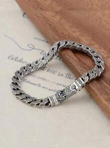 1pc Fashionable Vintage Tang Dynasty Lion Dance Mountain Pattern Charm Bracelet, Luxury Casual Jewelry Gift For Men
