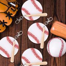 1/3/5/10/20/30/50件装个性化亚克力棒球钥匙扣（含迷你球棒），运动DIY钥匙扣，非常适合运动主题派对的回礼，创意生日派对礼物。是送给运动爱好者、家人和朋友的最佳礼物。