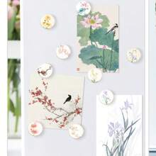 1/16pcs Chinese Art Flower Fridge Magnets, Decorative Magnetic Board Stickers For Refrigerator, Cabinets, Whiteboards, Offices, Schools, Festival Gifts