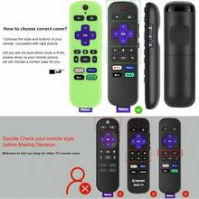 [2 Pack] Remote Cover Glow In The Dark Compatible With Roku Voice Remote Pinowu Anti Slip Silicone Cover Compatible With Roku Players And Roku TVS Voice Remote (Green And Blue) - GreenGlowandBlueGlow - View 3
