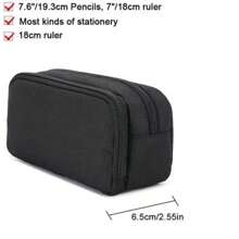 1个大容量铅笔盒，双层隔层铅笔袋，男女通用，黑色多功能文具收纳袋，适用于学校和办公室，可存放学习用品，返校必备 - 彩色 - 查看 3