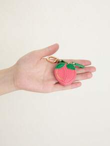 Portmonetka na monety z zawieszką brzoskwiniową PU, uroczy brelok, mini saszetka kompatybilna z portfelem Airtag, prezent dla dziewczyny i kobiety, portfel damski, mini portfel, portfel na monety, portfel na nadgarstek