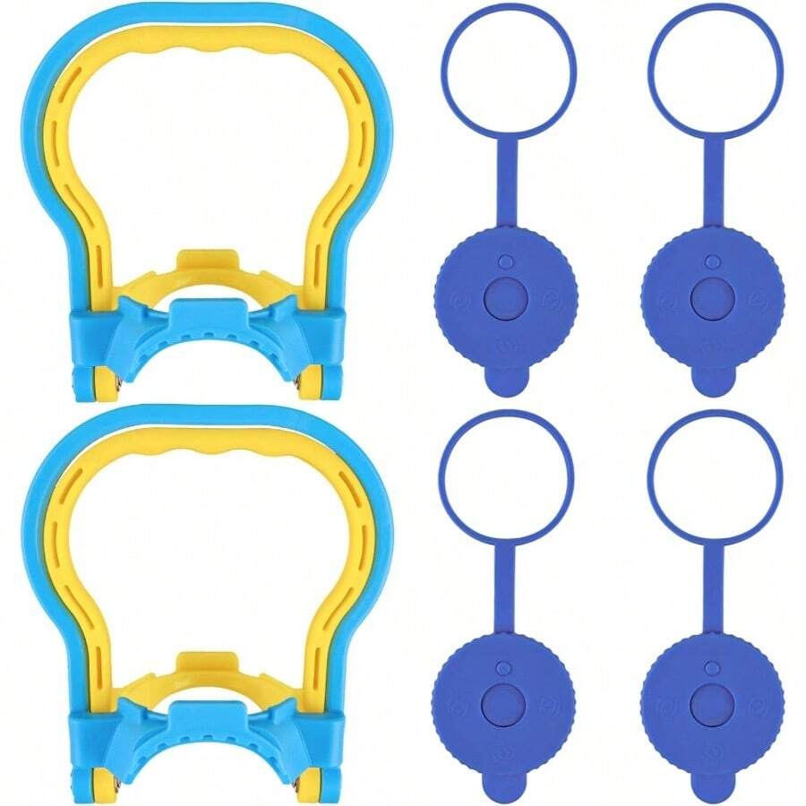 2 Pack 5 Gallon Water Bottle Handle, Stable Ergonomic Water Jug Handle, Dring Water Bottle Heavy Duty Clip With 4pcs 5 Gallon Water Jug Caps - Blue - View 1