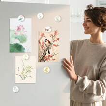 1/16pcs Chinese Art Flower Fridge Magnets, Decorative Magnetic Board Stickers For Refrigerator, Cabinets, Whiteboards, Offices, Schools, Festival Gifts
